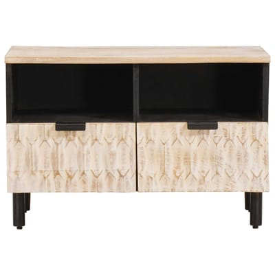 vidaXL - TV - Kast - Witte - Was - Afwerking - 70 - x - 33 - x - 46 - cm - Massief - Mango - Hout