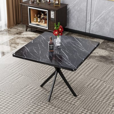 MIVRAY Eettafel - Vierkante Tafel Voor 4 Tot 6 Personen - Ruimtebesparend Voor Keuken En Eetkamer - Hout En Metaal - Zwart