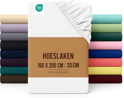 PromoHome Geborsteld Microvezel Hoeslaken 160x200 cm met 35 cm Diepe Zakken - Extra Zacht en Comfortabel Beddengoed - Krimp- en Vervagingsbestendig - Machinewasbaar