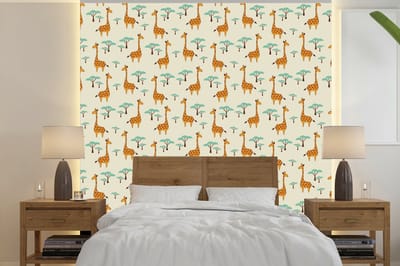Behang - Fotobehang Giraffe - Dieren - Patronen - Breedte 240 cm x hoogte 240 cm