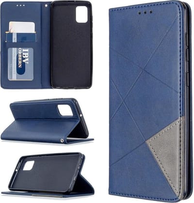 Coverup Hoesje - Geschikt voor Samsung Galaxy A31 Hoesje - Coverup Geometric Book Case - Blauw