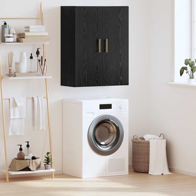 vidaXL - Wandkast - Zwart - Eiken - 69,5 - x - 34 - x - 90 - cm - Bewerkt - hout