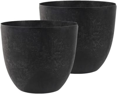 Ter Steege Plantenpot - 2x - zwart - kunststof - D45 x H38 cm - bloempot
