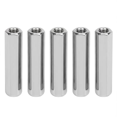Allecto - lange stangmoeren - verbindingsmoeren - roestvrij staal - 60 mm - zeskantige moeren - voor vervanging en onderhoud - zilver