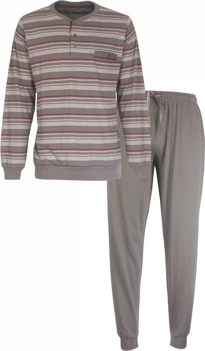 Paul Hopkins Heren Pyjama - Strepen Dessin - Katoen - Grijs - Maat M