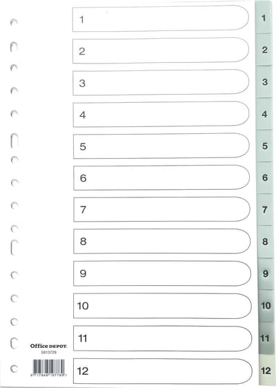 Office Depot tabbladen PP (Polypropeen) 16 gaten grijs A4