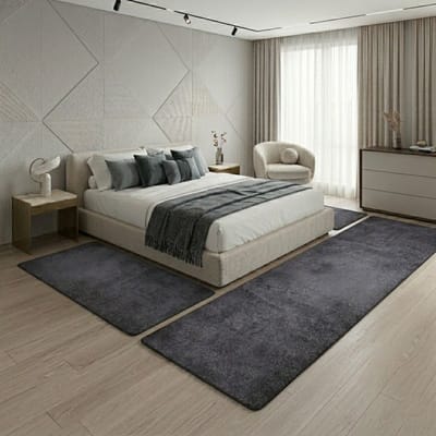 FLOORDIREKT Slaapkamen vloerkleed - Sundae - Set - Antraciet - 1 Loper 67 x 250 cm + 2 Loper 67 x 140 cm