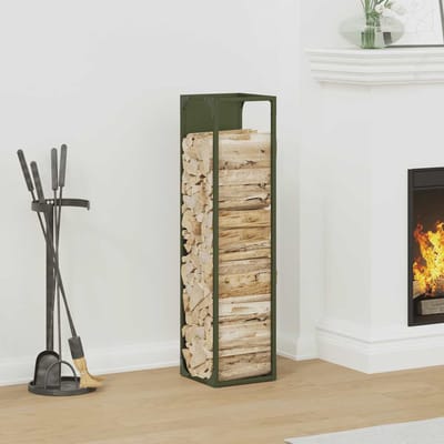 vidaXL - Brandhoutrek - 25x25x100 - cm - koudgewalst - staal - olijfgroen
