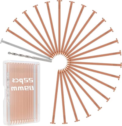 Grote Koper Nagels voor Bomen, Effectieve Boomverdelger, 89mm Lange Koper Nagels met Stalen Nagels en Boornagels, Ideaal voor Boomstronken en Tuinonderhoud
