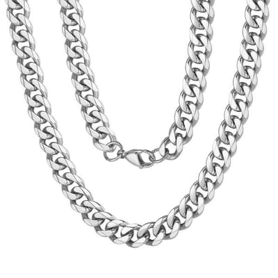 Fako Bijoux® - Schakelketting Staal - Cubaanse Schakel Ketting - RVS - Gourmette - Cuban Link - 9mm - 60cm - Zilverkleurig