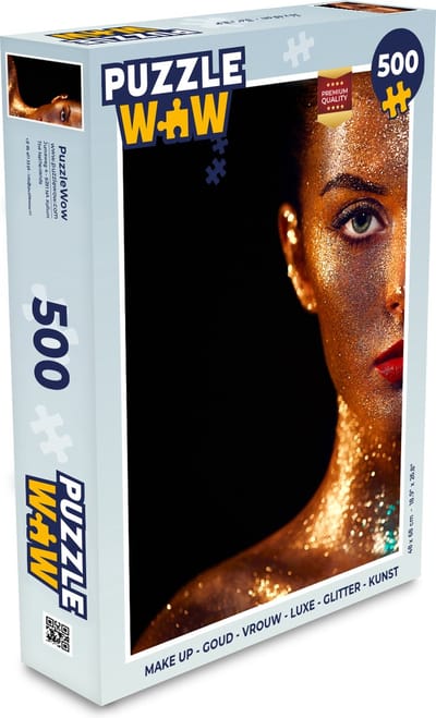Puzzel Make up - Goud - Vrouw - Luxe - Glitter - Kunst - Legpuzzel - Puzzel 500 stukjes