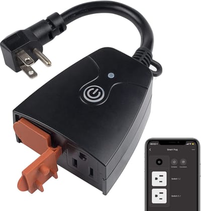 Dubbele Wifi Slimme Buitenstekker met App en Spraakbediening