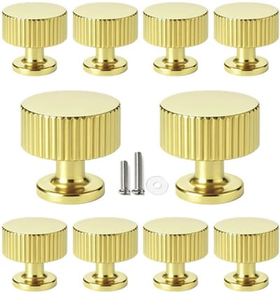 10 X MSQDESIGN Kastknop Goud - Kastknoppen Goud - 10 stuks - Deurknopjes Goud voor kast- Deurknopjes Goud -kast knop Goud - Meubelknop Goud - Meubelknoppen Goud - Deurknopjes Goud - Deurknoppen Goud - Ladeknoppen voor - incl schroeven