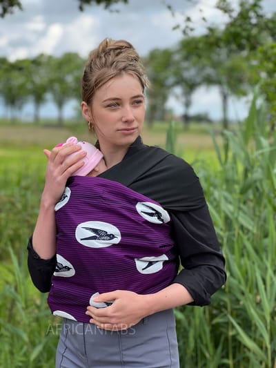 Afrikaanse Print Draagdoek / Draagzak / baby wrap / baby sling - Speed bird paars  - Baby wrap carrier