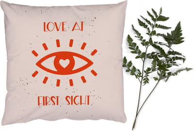 Sierkussens - Kussentjes Woonkamer - 50x50 cm - Quotes - Love at first sight - Liefde - Spreuken