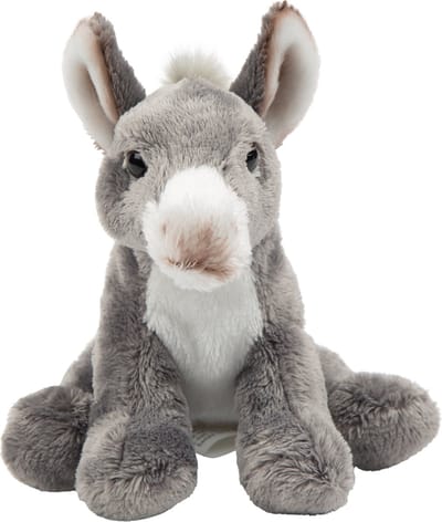 Suki Gifts Pluche knuffeldier Ezel - grijs - 33 cm - boerderij thema