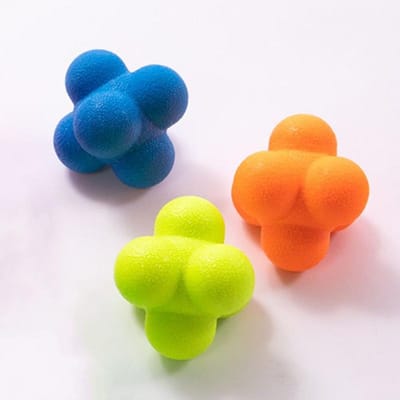 Balle de Réaction Hexagonale en Caoutchouc 5,5 cm - Entraîneur de Réflexes pour la Coordination & les Exercices de Vitesse, Activité Sportive Familiale Amusante