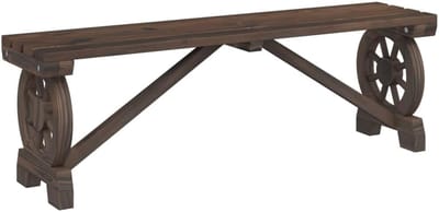 Houten Tuinbank - Zitbank Buiten - Gezellig Buiten Zitten - Wagenwiel Ontwerp - 115 cm Lengte - Naturel