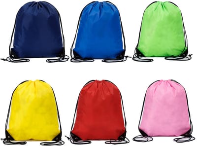 QTTVBTNA -Set van 6 gymtassen met trekkoord – lichtgewicht rugzakken voor school, sport, zwemmen, fitness, reizen en outdoor activiteiten