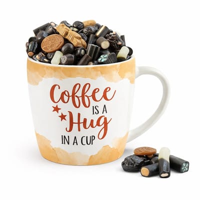 Mok - Porselein - Coffee - Drop - Kopje Koffie - Zijden lint: "Speciaal voor jou"