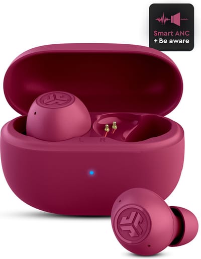 JLab Go Pop ANC Draadloze Oordopjes - Noise Cancelling Oortjes Draadloos - 24 uur Batterijduur - Bluetooth Multipoint - Met Microfoon - Geschikt voor Android en Apple - Fuchsia
