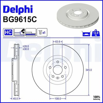 Remschijf DELPHI BG9651C, 1 stuk