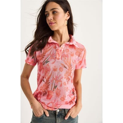Bloemige Poloshirt Blouse
