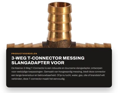 Dailygoods - 3-Weg T-Connector - Messing Slangadapter - Voor Brandstof, Lucht en Water - Duurzaam materiaal - Verbindingselement - Geschikt voor versc...