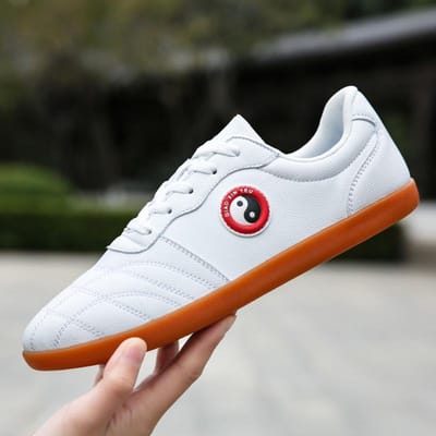 Echte leren peesbodemsneaker vechtsportschoenen zachte koeienhuid tai chi oefenschoenen heren 38 black