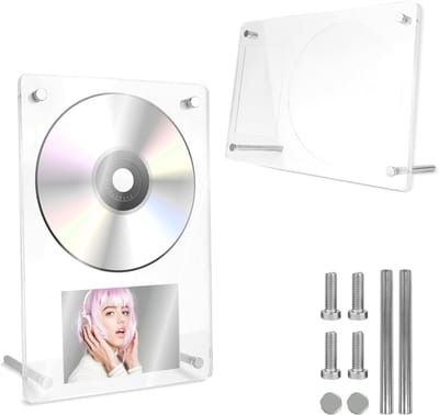 Dailygoods - CD-opslag voor cd-houder, vinyl, bevat een cd-sleuf van 12,1 cm en een kaartsleuf van 6,5 x 9 cm, acrylhouder, ideaal voor het opbergen van schijven en randapparatuur