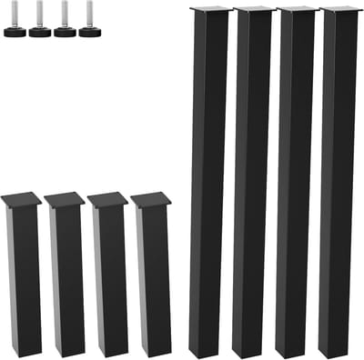 Set van 4 Zwarte Metalen Tafelpoten Hoogte 90 cm - Vierkant Stevig Stalen Onderstel voor Bureau of Eettafel