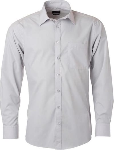 James and Nicholson Heren Longsleeve Poplin Shirt (Lichtgrijs)