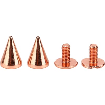 100 Ensembles Cône à Pointes Clous à Pointes Métal Placage Haute Dureté Or Rose Vissage Arrière Kit Pointes Clous 7x10mm beige