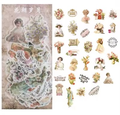 New Age Devi - Vintage Vrouwen & Bloemen: 60 Washi Stickers voor Bullet Journals, Scrapbooking & Agenda's