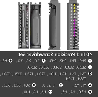 Precisie Schroefmachine Set - Handgereedschap Reparatie - Apparaten Repareren - Magnetische Opbergkast - 40 Delig - Zilver