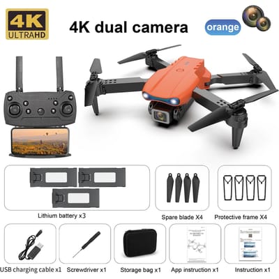 2025 NIEUWE K3 RC Drone 4K HD Luchtfotografie Enkele/Dubbele Camera Wifi FPV Obstakel Vermijding Zwaartekracht Sensing Quadcopter Opvouwbaar Vliegtuig Quadcopter Dual camera 3 battery oranje