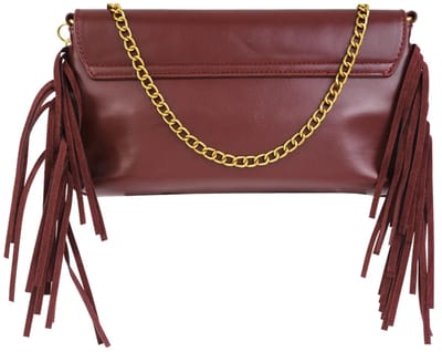 Dames Handtas Wijnrood – Schoudertas met Studs & Franjes – Trendy Crossbody Tas
