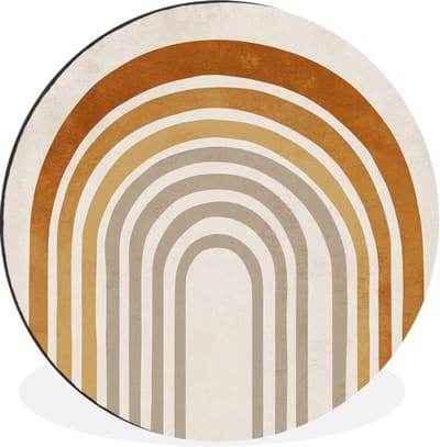 WallCircle - Wandcirkel - Muurcirkel - Minimalistisch - Boog - Lijnen - Beige - Aluminium - Dibond - 30x30 cm - Binnen en Buiten