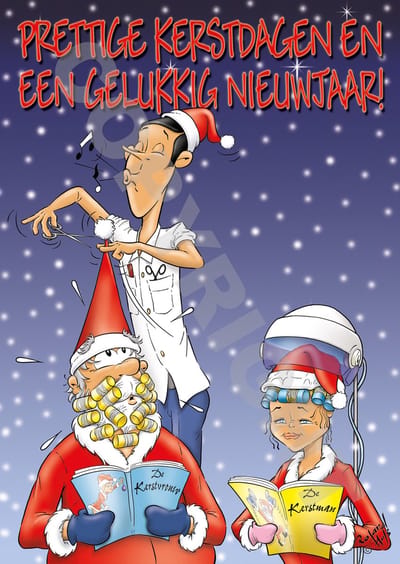 KERSTKAART Kapper - ansichtkaart - 25 stuks - Knip!