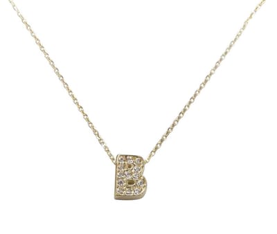 Gouden ketting met B zirkonia hanger