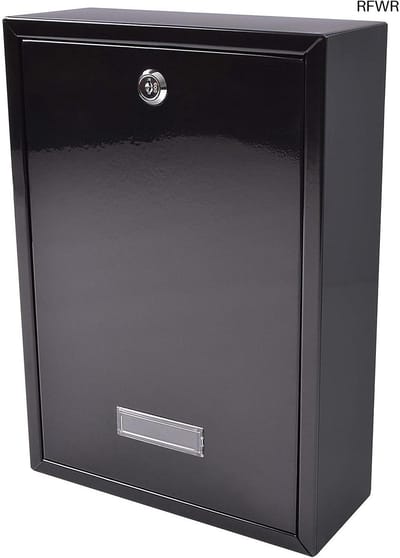 RFWR® Forth stalen brievenbus met achterinvoer - Zwart - 243 x 351 x 98 mm