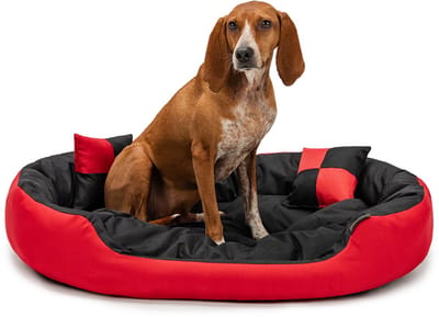 lionto Hondenbed omkeerbaar, waterafstotend & zacht, 85x70 cm rood/zwart