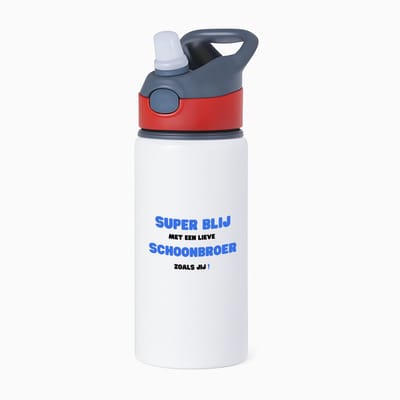 Hacebo® - super blij met een lieve schoonbroer zoals jij waterfles met rietje rood - Broer - de liefste schoonbroer - verjaardag - cadeautje voor broer - broer artikelen - kado - geschenk - water fles - 650ML