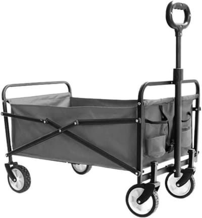 Bolderkar Opvouwbaar - Tuintrolley Picknickwagen - Outdoor Transport - 4 Zwenkwielen - 60kg Draagvermogen - Grijs