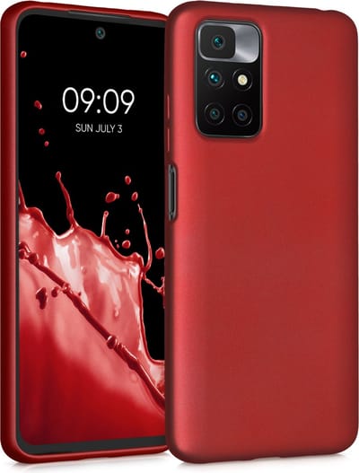 kwmobile telefoonhoesje geschikt voor Xiaomi Redmi 10 (2021 / 2022) - Hoesje voor smartphone - Back cover in metallic donkerrood