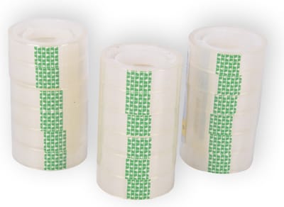 Plakbandrollen set van 18 Doorzichtige - 12mmx10m - Plastic - Transparant - Verpakkingstape - 3 Sets Bureauaccessoires – Ideaal als Kantoorartikelen