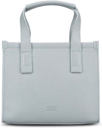 JOST Leren handtas schoudertas Vika Hand Bag Misty Blue blauwgrijs