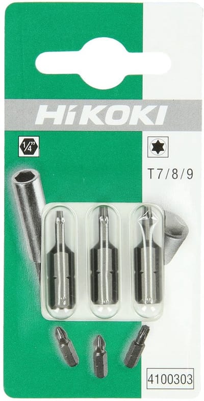 Torx Bitset T7/T8/T9 1/4" 25mm (3-delig)