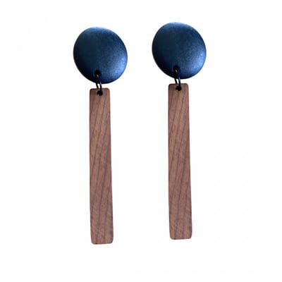 Clip oorbellen -zwart -bruin- hout -Bar-geen gaatje- Charme Bijoux