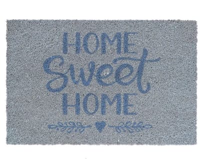 Deurmat kokos sweet home blauw M - 60 cm breed x 40 cm diep - Kokosvezel - rubber - PVC - deurmat - mat - anti slip - voor binnen en buiten - geschenk - cadeau - gift - nieuwjaar - kerst - verjaardag